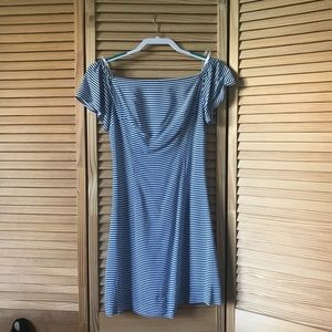 Bebe blue pinstripe cocktail dress